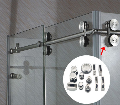 Porte scorrevoli senza cornice di vetro con carico di 60 kg, rulli per accessori per porte
