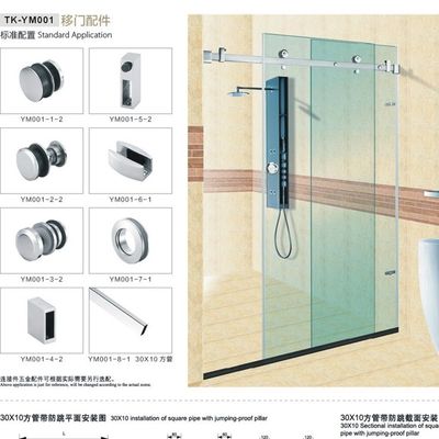 SS304 Quadratura 30*10mm Bar Doccia Porta Scorrevole Tubo Infisso con Stil di Aspetto Argento
