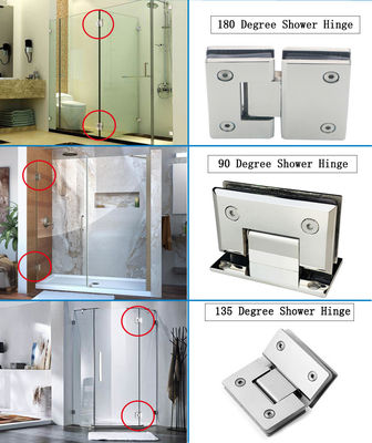 Cerniera in acciaio inossidabile senza telaio per bagno a 90 gradi doccia in hotel