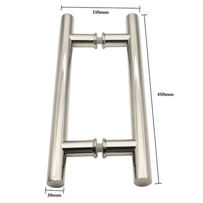 Maniglia a forma di H in acciaio inossidabile per porte di vetro da bagno in edifici per uffici