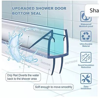 Funzione di sollevamento lungo PVC Plastico Porta doccia Fonte di sigillo Strip per bagni moderni
