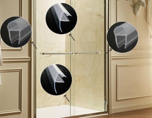 6-12mm Porta doccia in vetro trasparente Spazzola strisce impermeabili con funzione di sollevamento lungo