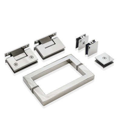 Manico quadrato Kit di pinza in vetro Forte cerniera in acciaio inossidabile per porta doccia senza telaio