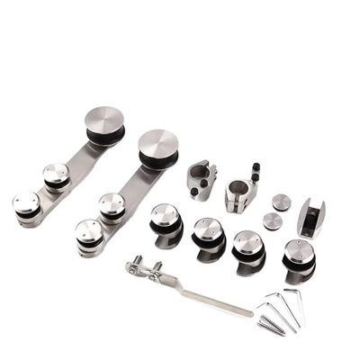 Kit di porte scorrevoli da bagno in vetro argento/nero ad alta durezza e durevole per vetro da 6-12 mm