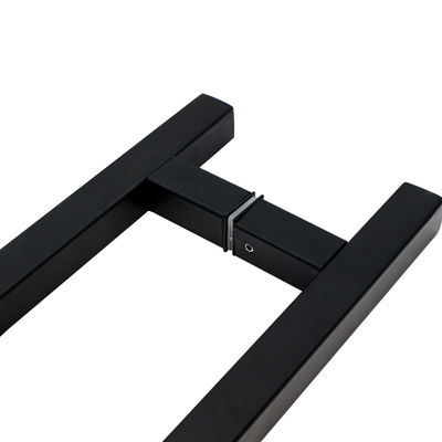 Manico di porta in vetro nero in forma di L per bagno in acciaio inossidabile 304