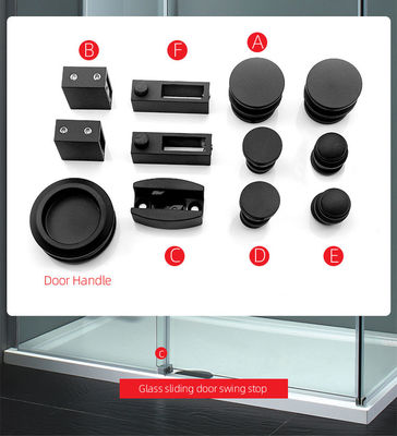Sistema di porta scorrevole di doccia di vetro con hardware di porta da fienile d'argento Design sofisticato