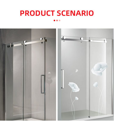 Sistema di porta scorrevole di doccia di vetro con hardware di porta da fienile d'argento Design sofisticato