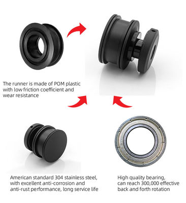 48mm Ruota oro doccia Roller porta pesante vetro scorrevole sistema hardware kit stile americano