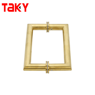 Maniglia per porta principale in vetro dorato, tubo tondo in metallo, quadrata