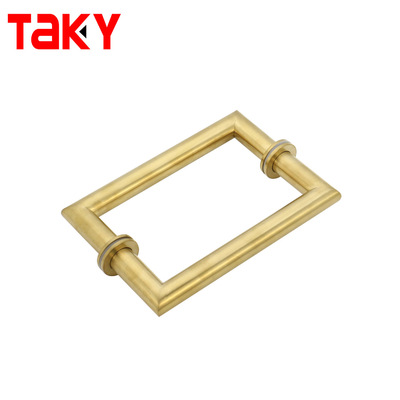 Maniglia per porta principale in vetro dorato, tubo tondo in metallo, quadrata