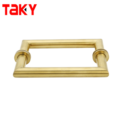 Maniglia per porta principale in vetro dorato, tubo tondo in metallo, quadrata