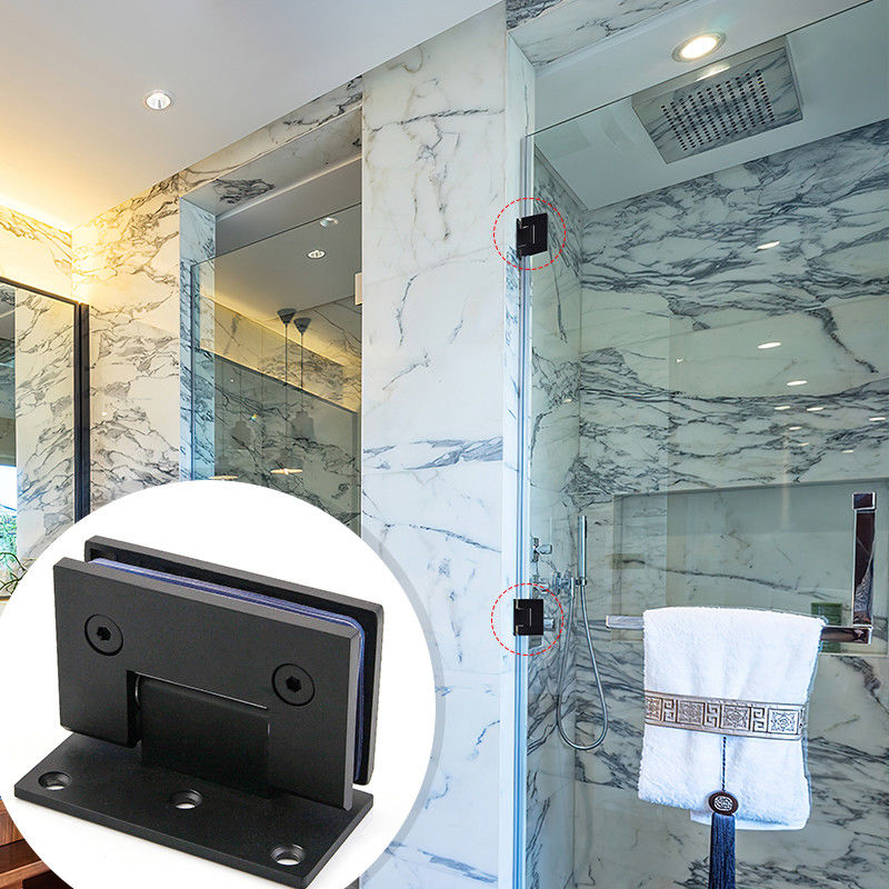 Moderno design Matt Acciaio inossidabile nero 90 gradi montato a parete doccia Cerniera porta di vetro