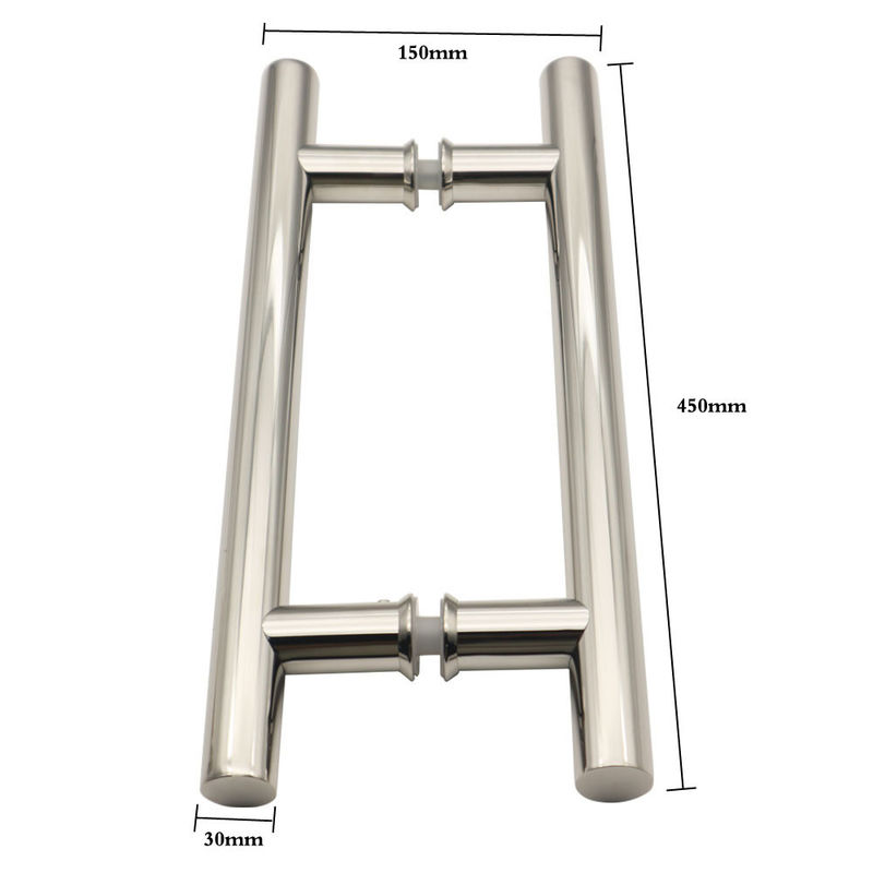 Maniglia a forma di H in acciaio inossidabile per porte di vetro da bagno in edifici per uffici
