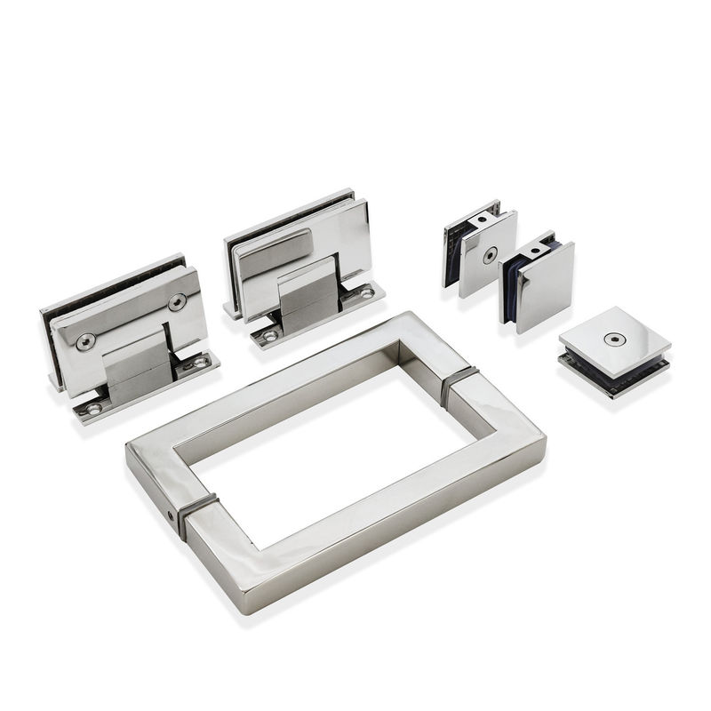 Manico quadrato Kit di pinza in vetro Forte cerniera in acciaio inossidabile per porta doccia senza telaio