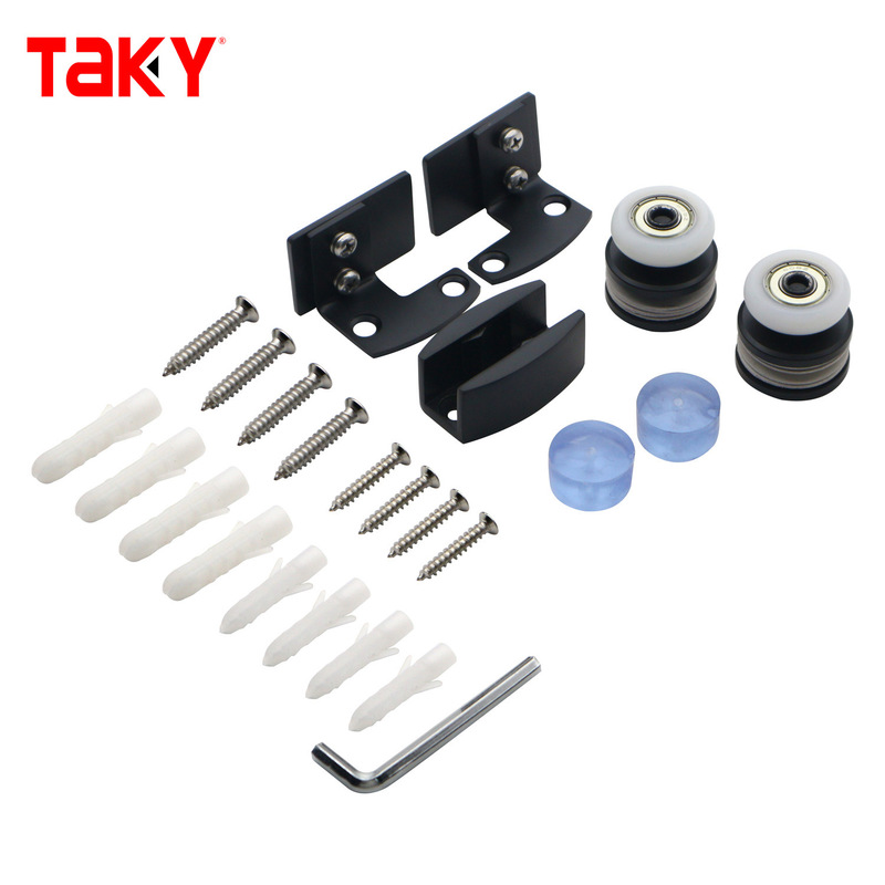 Stainless Steel 304 Black Bathroom Sliding Door Kit Sliding Shower Glass Door Hardware System