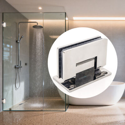 Prezzo buono Cerniera per porta in vetro con schermo girevole per porta in vetro ad angolo quadrato da 90 gradi montata a parete per doccia in linea