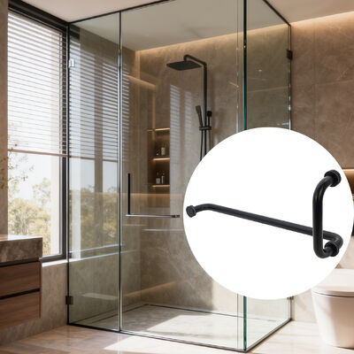Shower Glass Door Handle 12 Inch Stainless Steel 304 Black Round Shower Handle