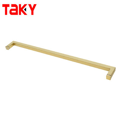 Prezzo buono Maniglia per porta in vetro quadrata dorata a forma di L. Maniglia per porta asciugamani grande per porta della doccia in linea
