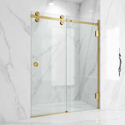 Prezzo buono Kit per porte scorrevoli in vetro dorate Sistemi per porte scorrevoli in vetro per docce in acciaio inossidabile in linea