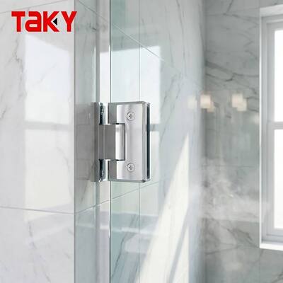 Cerniera per doccia solida e resistente Cerniera per porta in vetro senza telaio da 90 gradi Morsetto per vetro da bagno in oro spazzolato di lusso