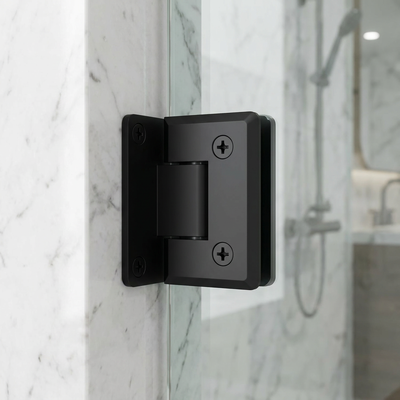 Cerniera per porta doccia con chiusura ammortizzata solida senza telaio da 90 gradi in stile americano nero
