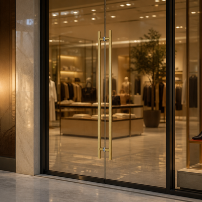 Prezzo buono Maniglie per porte in vetro per hotel lunghe dal design moderno Maniglia per porte in acciaio inossidabile color oro di lusso in linea